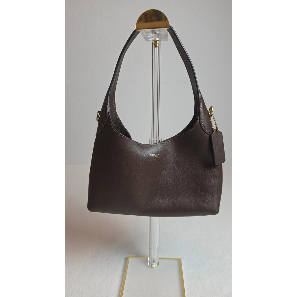 Coach Brooklyn 23 Shoulder Bag Dark Stone Brown Full Grain Leather Hobo Bag
